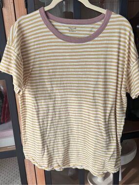 Madewell striped tee contrast crewneck mustard short sleeve boxy casual